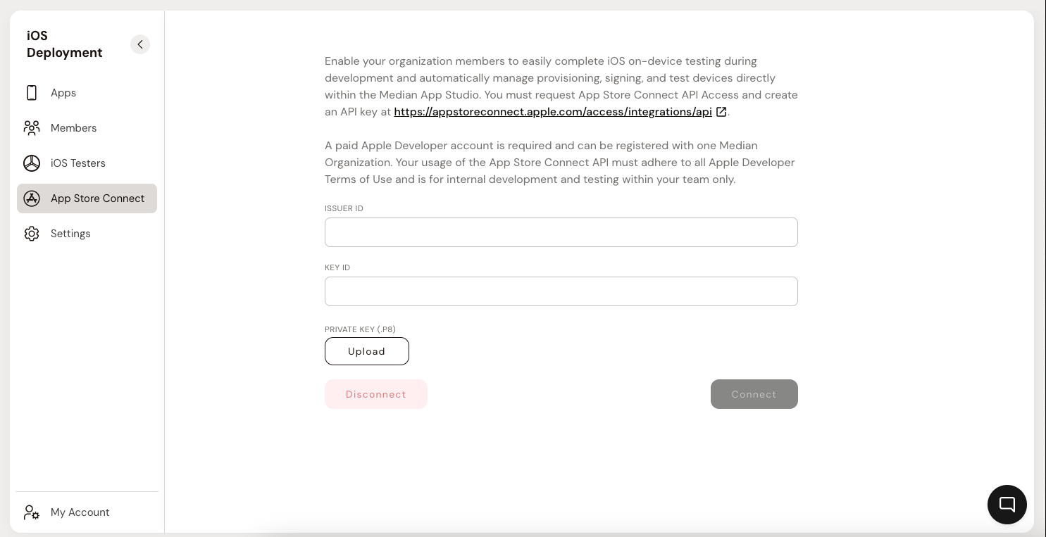 Connect Median organization to App Store Connect