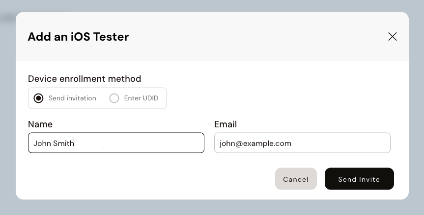 Send iOS Tester invitation email to automatically collect UDID