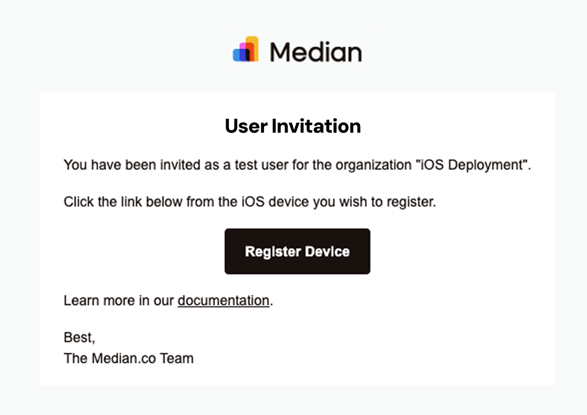 iOS Tester Invitation Email