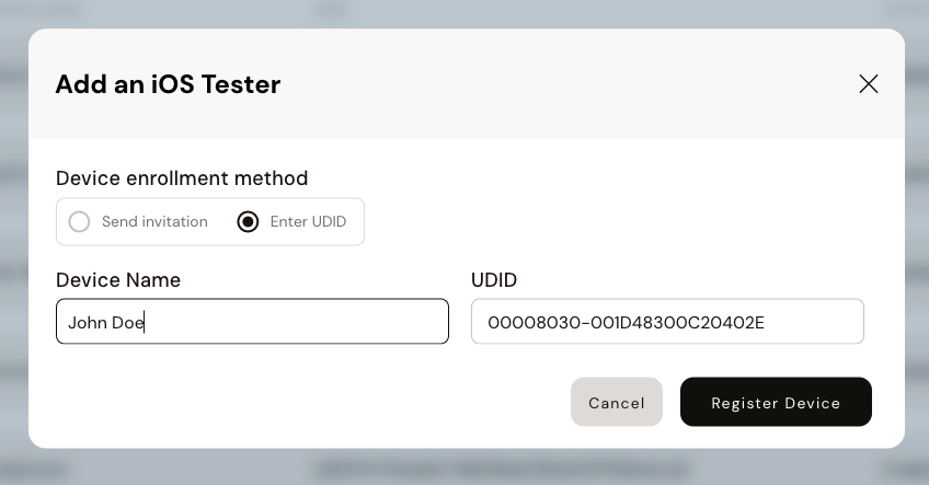 Add iOS Tester via UDID